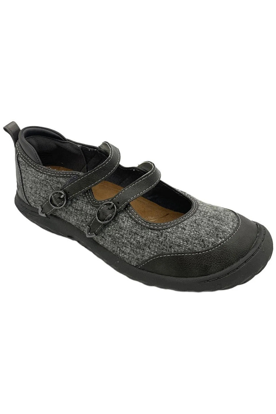 JBU Women's Nina Faux Leather and Tweed Mary Jane Gray - Wide